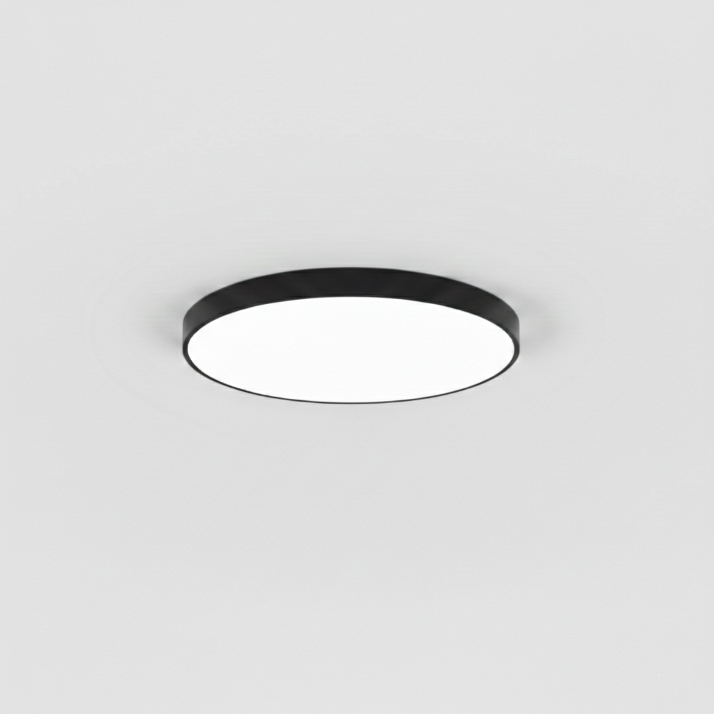 Plafonieră LED Rotundă 50 cm, Ultra Slim, Neagră, IP44 – Echivalent 600W