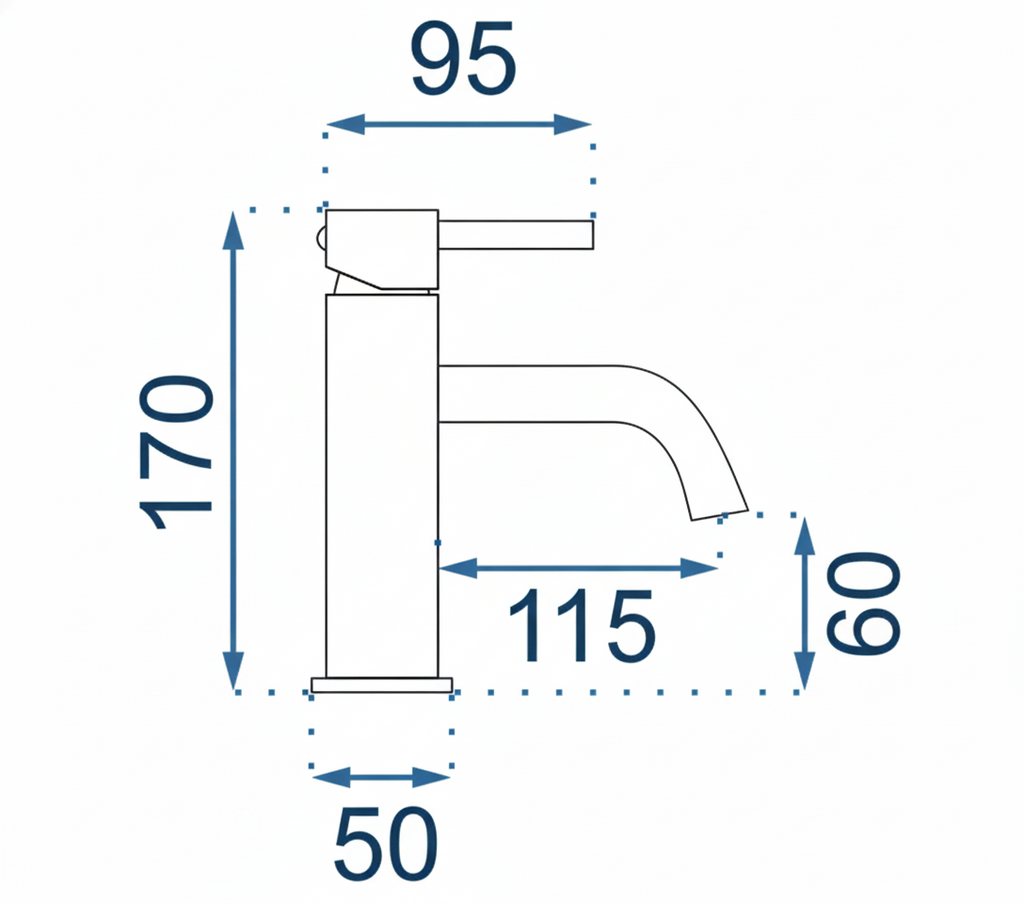 Baterie Lavoar Alb Lucios White Low, Montaj pe Lavoar, Design Modern Compact