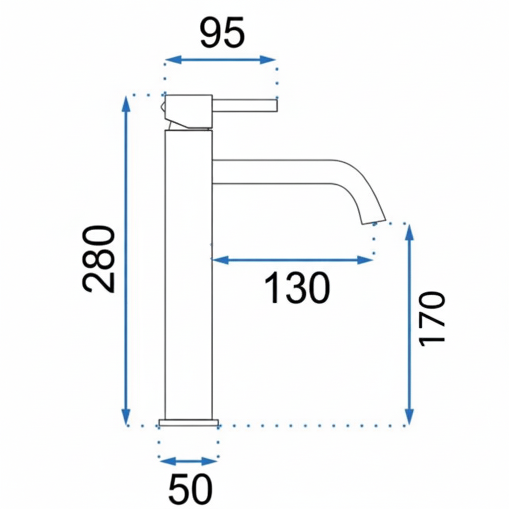 Baterie Lavoar Cupru Copper High, Montaj pe Blat, Design Elegant Premium