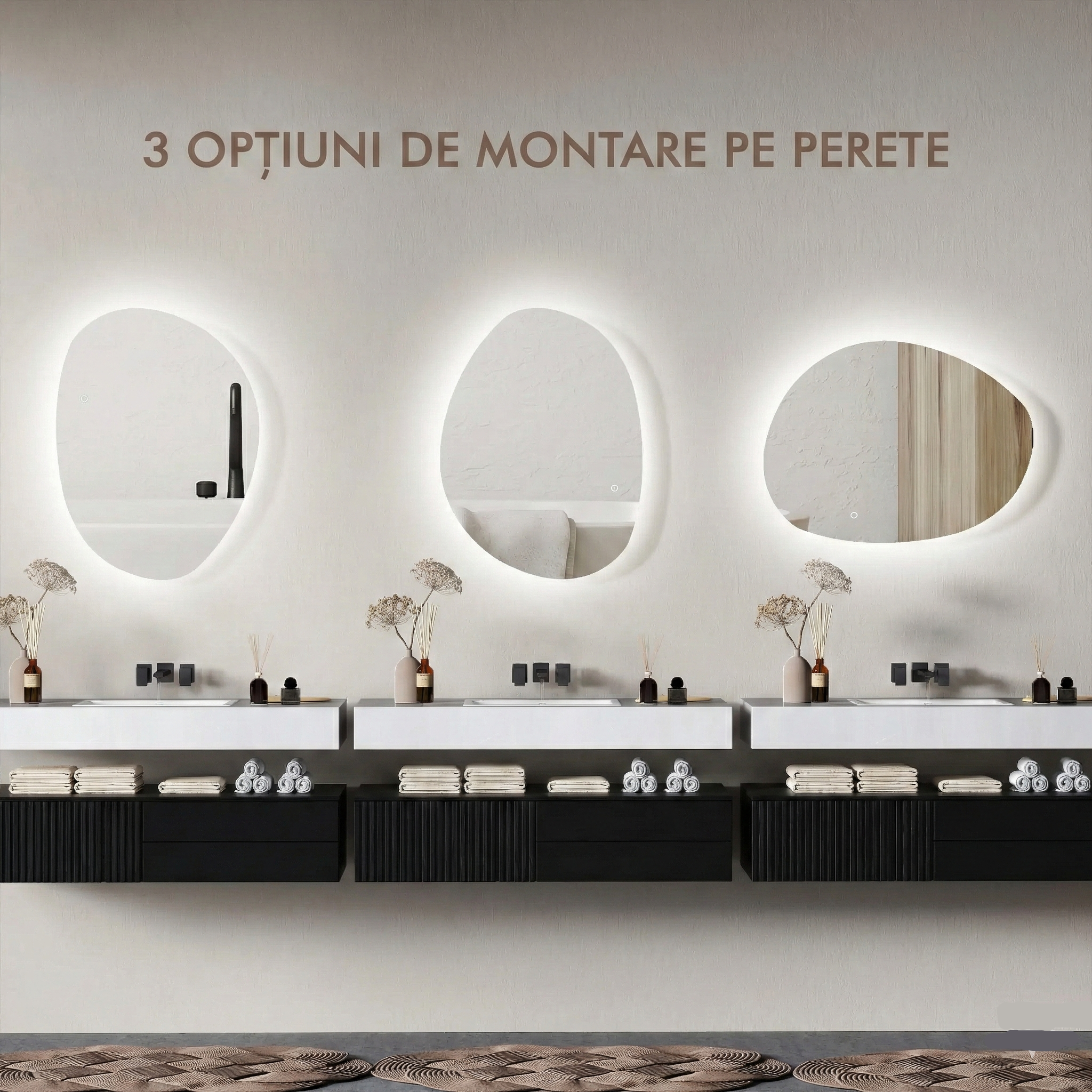 Oglindă de Baie LED HOMCOM cu Comutator Tactil, Intensitate Reglabilă, 80x60 cm, Argintie