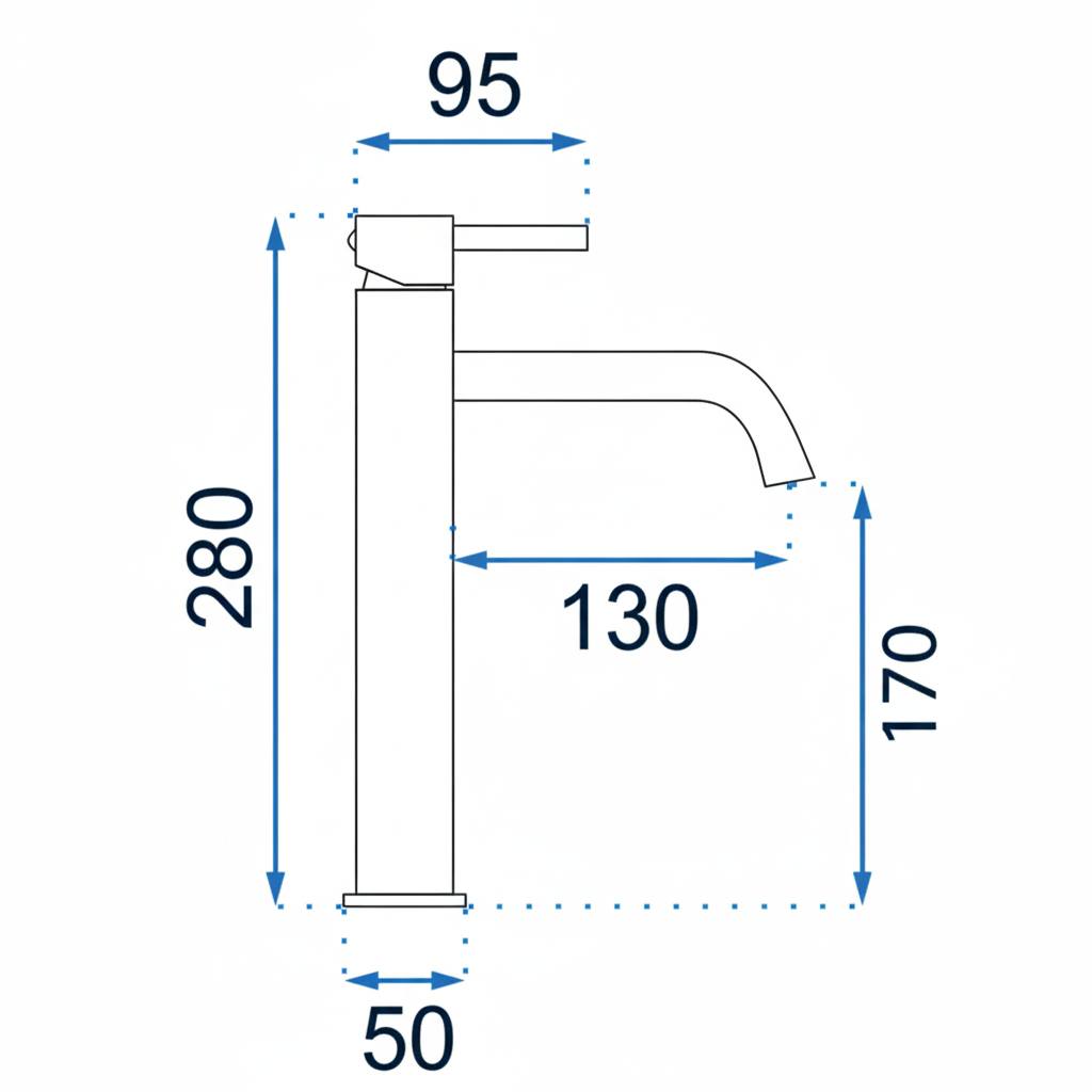 Robinet lavoar cromat inalt, montaj pe blat, design modern finisaj Argintiu