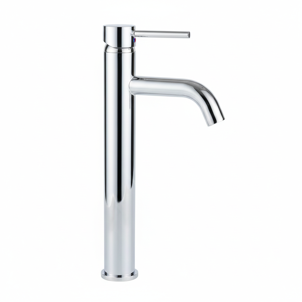 Robinet lavoar cromat inalt, montaj pe blat, design modern finisaj Argintiu