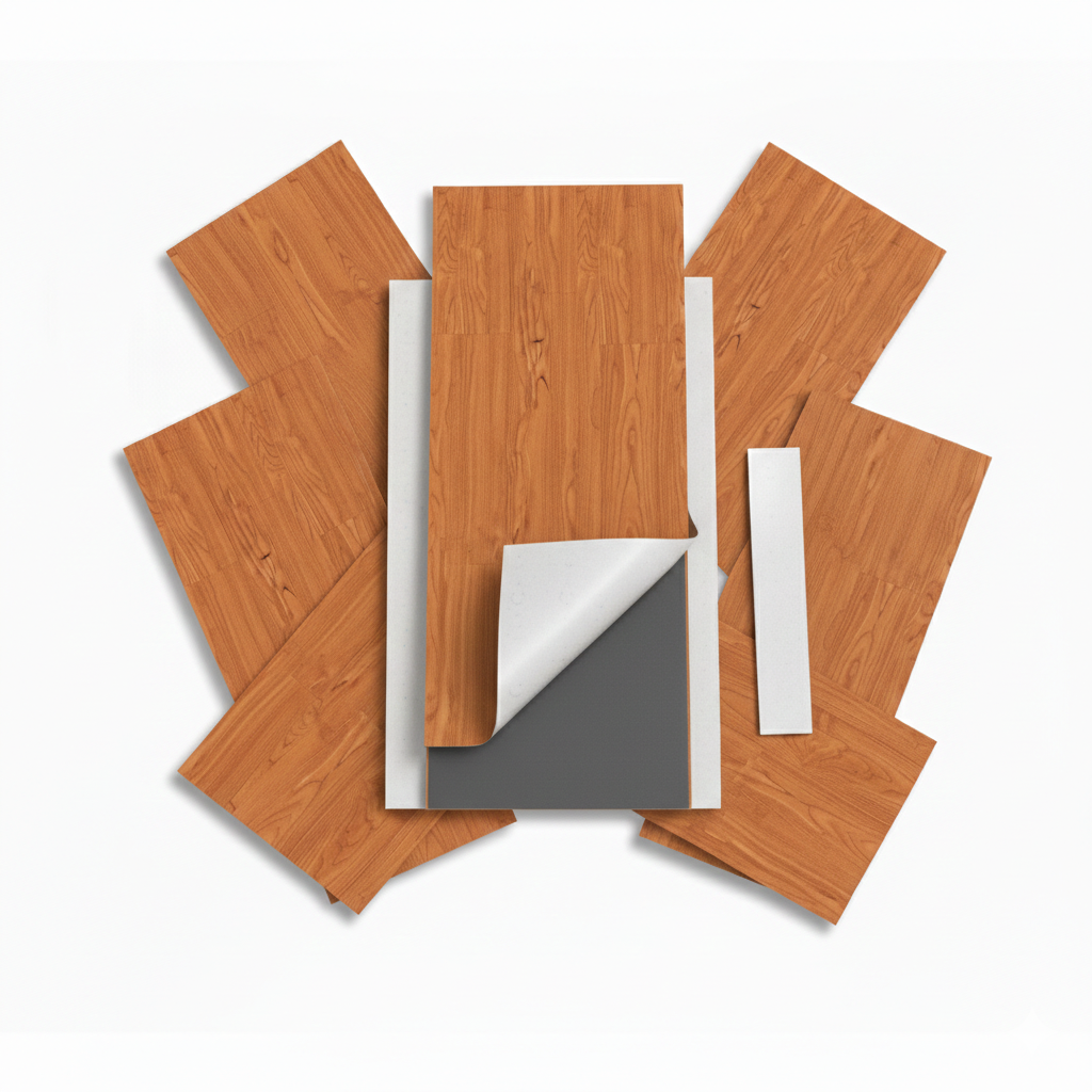 Set 36 Placi Autoadezive pentru pardoseala cu Aspect de Lemn Stejar