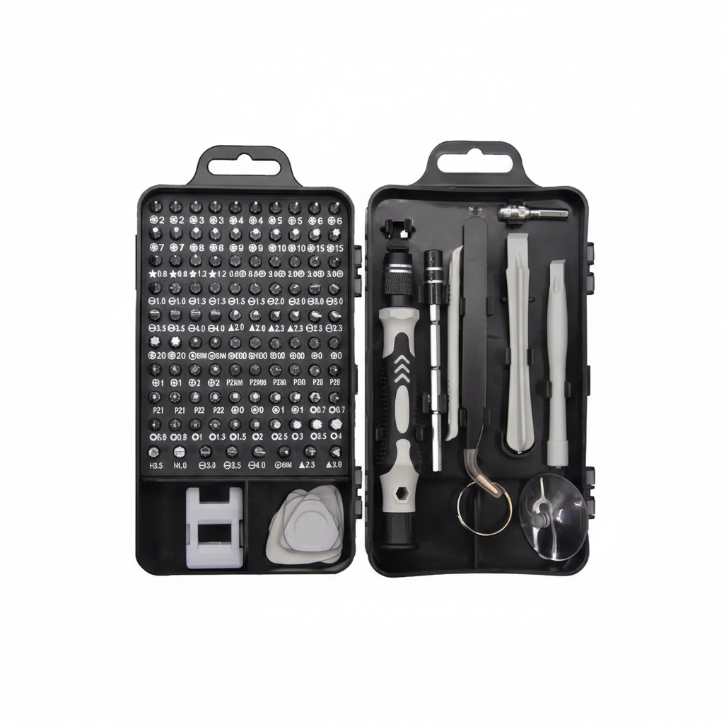 Set surubelnita de precizie cu 122 capete interschimbabile, trusa compacta pentru reparatii electronice