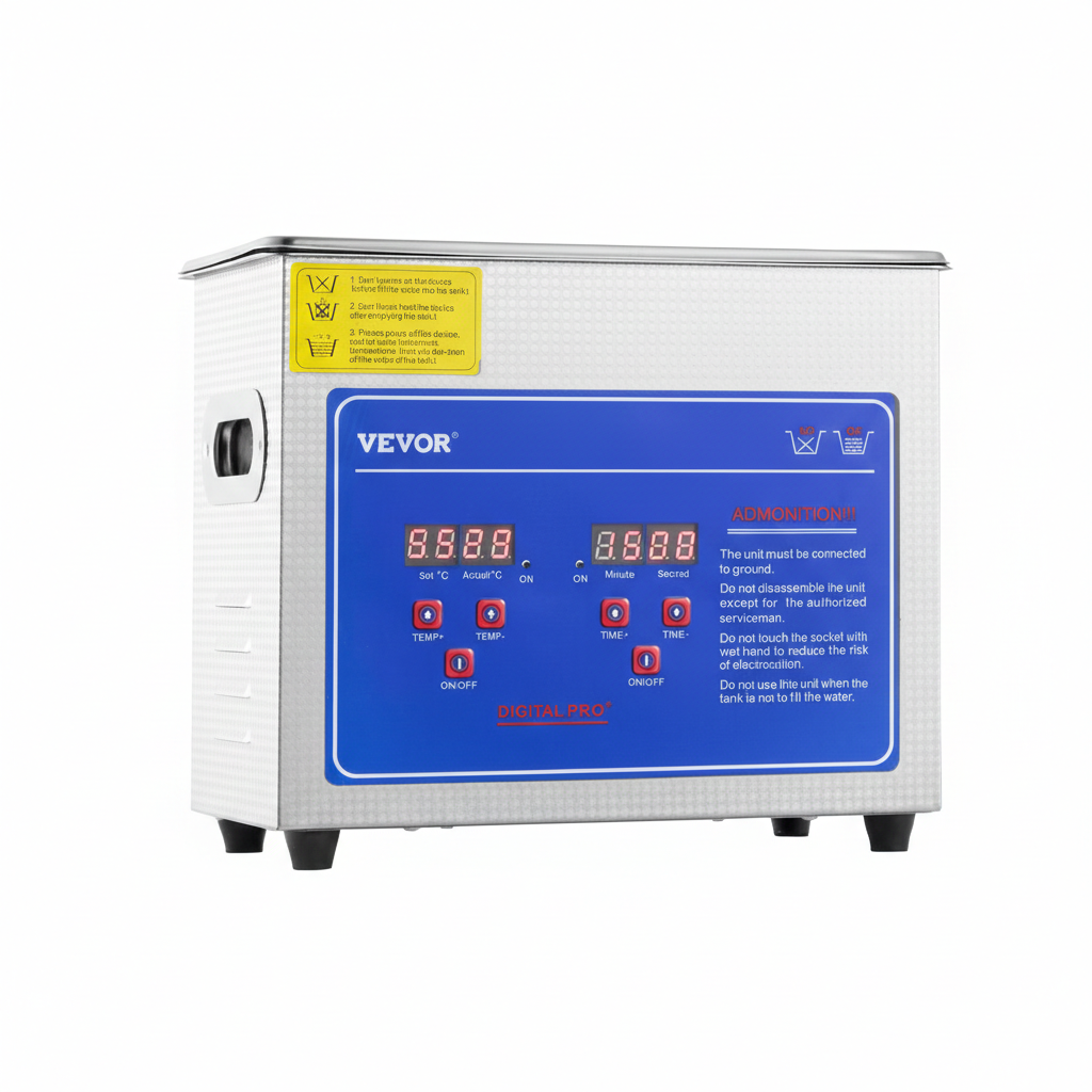 Aparat de curatat cu ultrasunete profesional 2,85 L cu timer digital si incalzire, 40 kHz, inox, pentru bijuterii, ochelari si piese mici