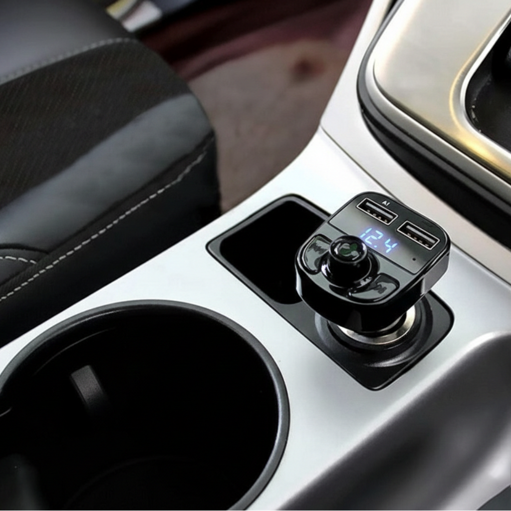 Modulator FM Bluetooth pentru masina, 3 porturi, mp3 player, lumini ambientale