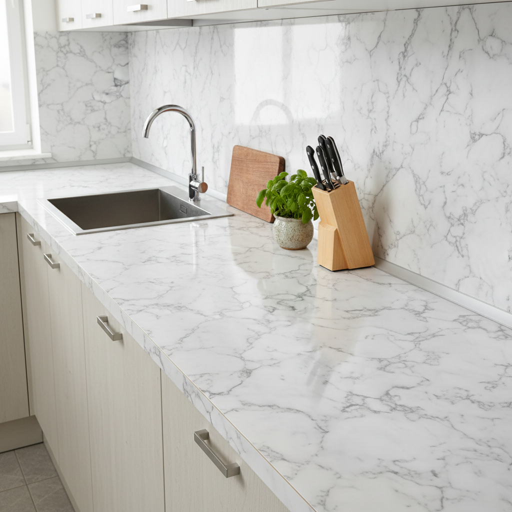 Rola tapet PVC autoadeziv 60x300 cm – marmura alb cu gri