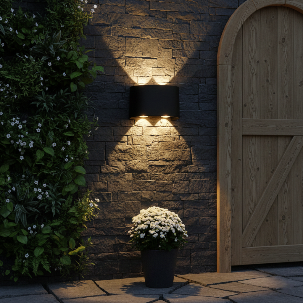 Aplica perete exterior LED 4W, finisaj negru, modern, alb cald