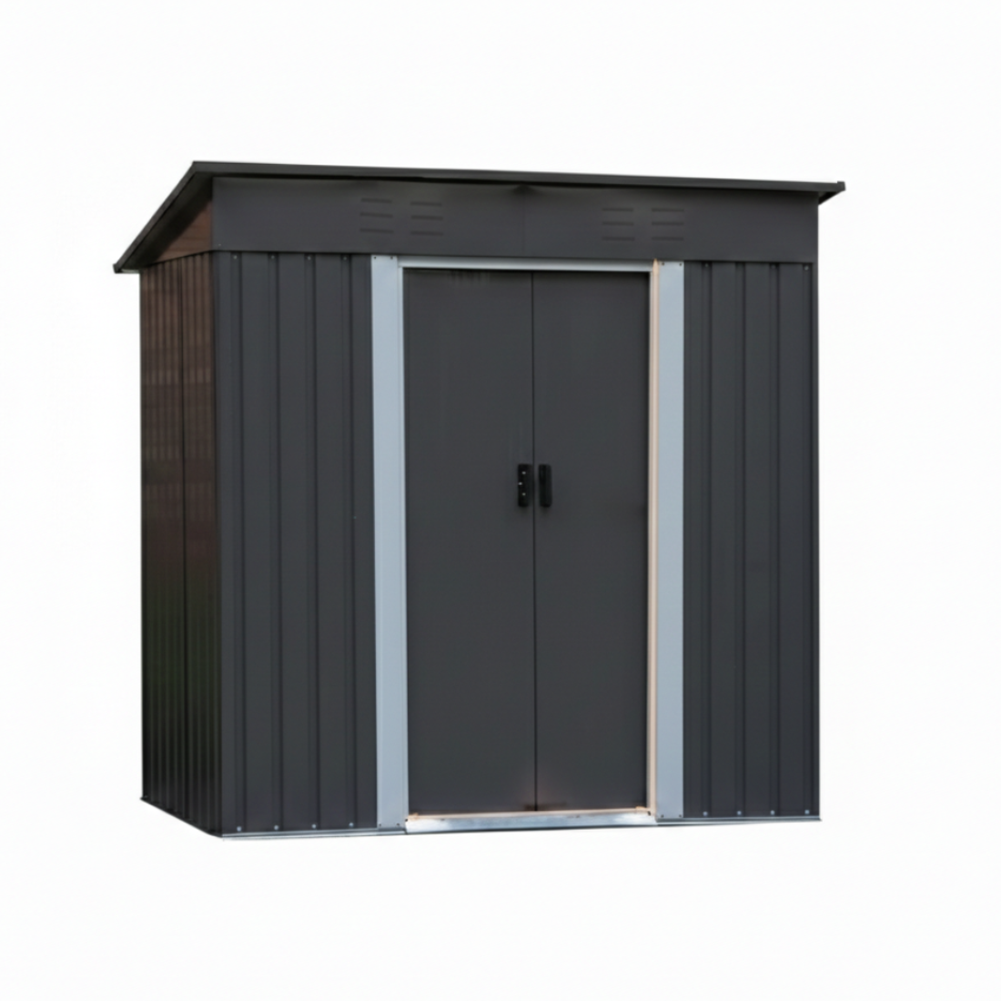 Magazie de Gradina, Tabla Otel Galvanizat, Usi Duble, Gura de Aerisire, Gri Antracit,196.2 x 110.4x 184 cm