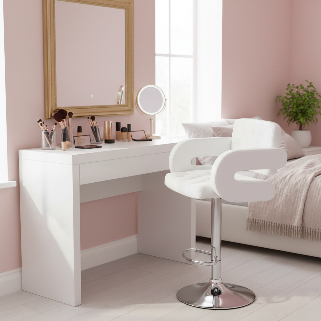 Scaun de bar reglabil ergonomic cu spatar și brate, rotativ 360° – confort premium