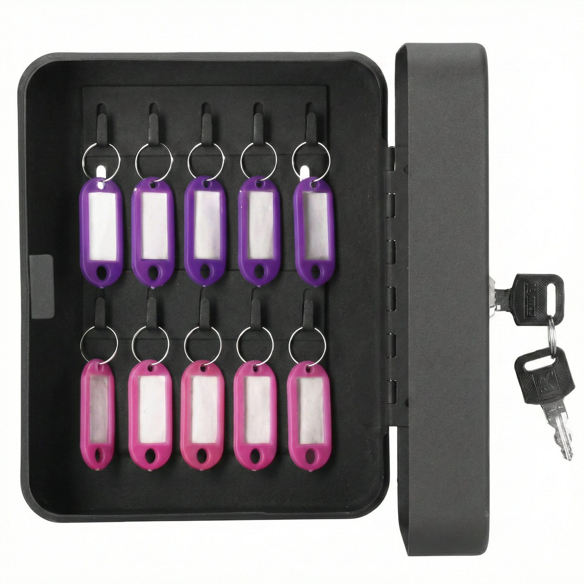 Cutie metalica din otel pentru 20 de chei, echipata cu suporturi, 20x16x7,5 cm, neagra