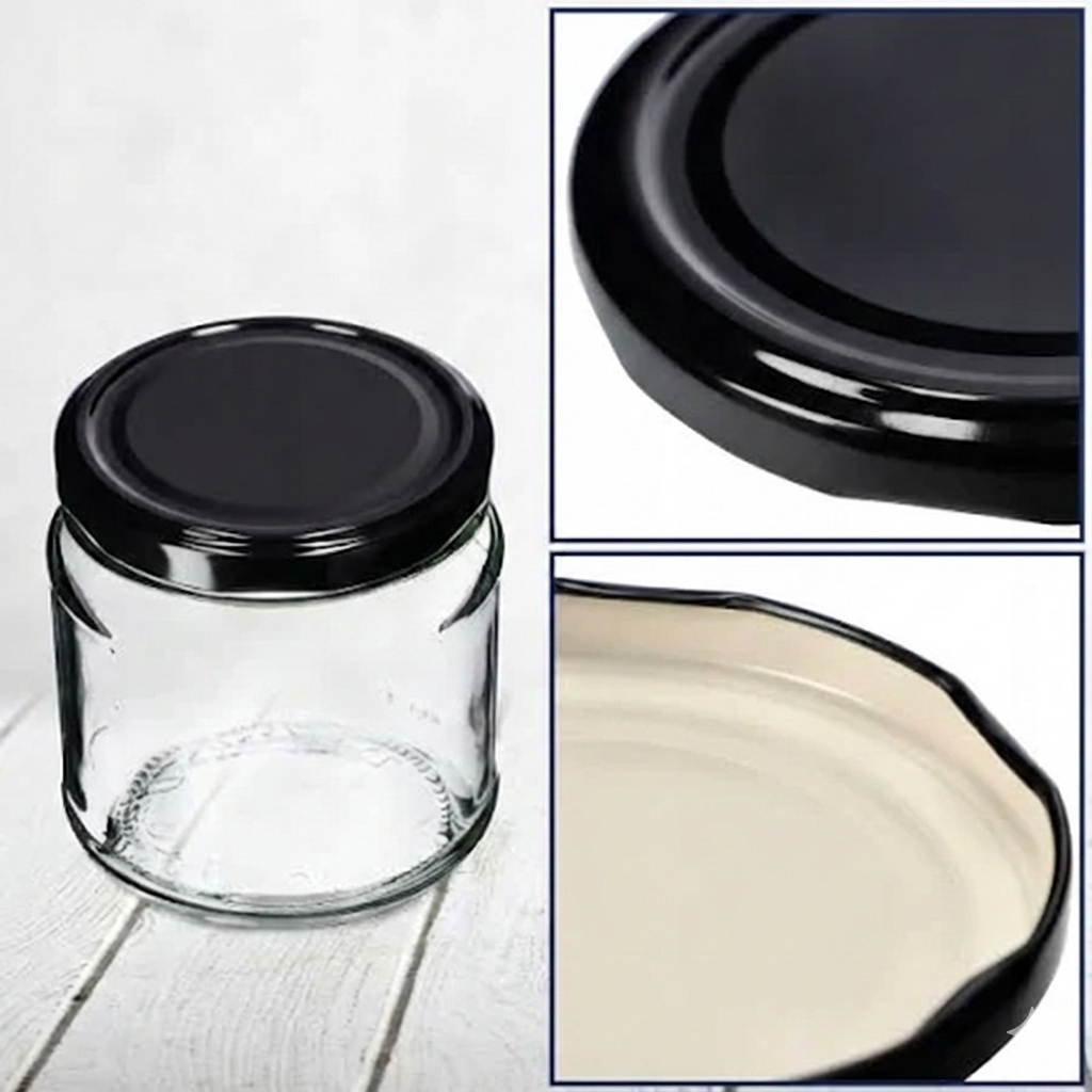 Set capace pentru borcane, negre, etansare sigura pentru conserve si dulceturi