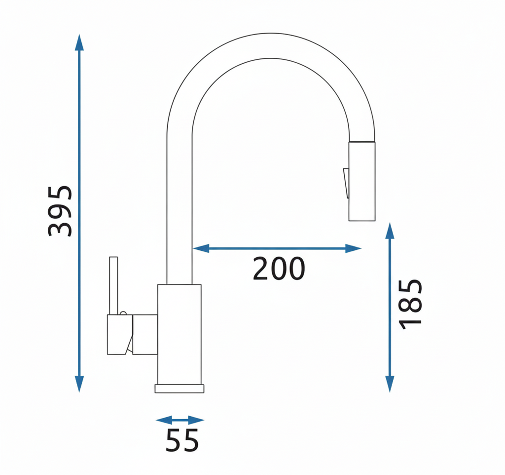 Baterie de bucătărie cu finisaj negru mat, model Fresh Black