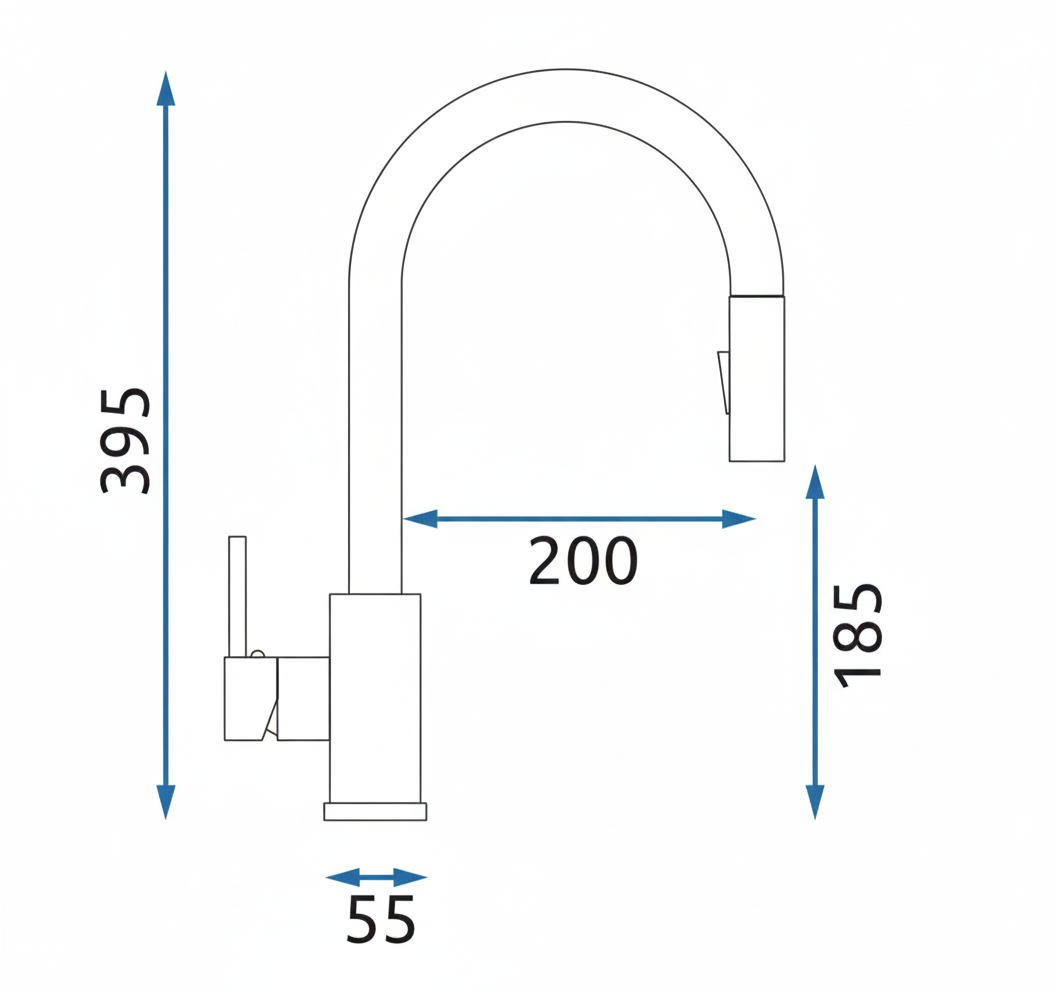 Baterie de bucătărie cu finisaj negru mat, model Fresh Black