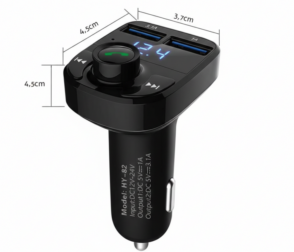 Modulator FM Bluetooth pentru masina, 3 porturi, mp3 player, lumini ambientale