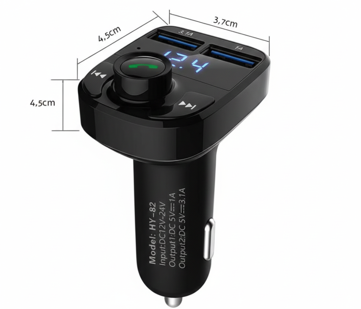 Modulator FM Bluetooth pentru masina, 3 porturi, mp3 player, lumini ambientale