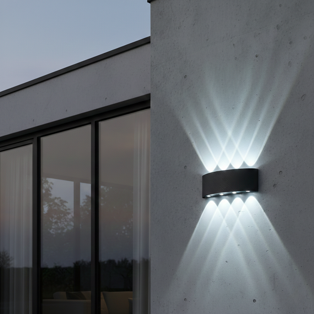 Aplica perete exterior LED 8W, finisaj negru, modern, culoare alb rece