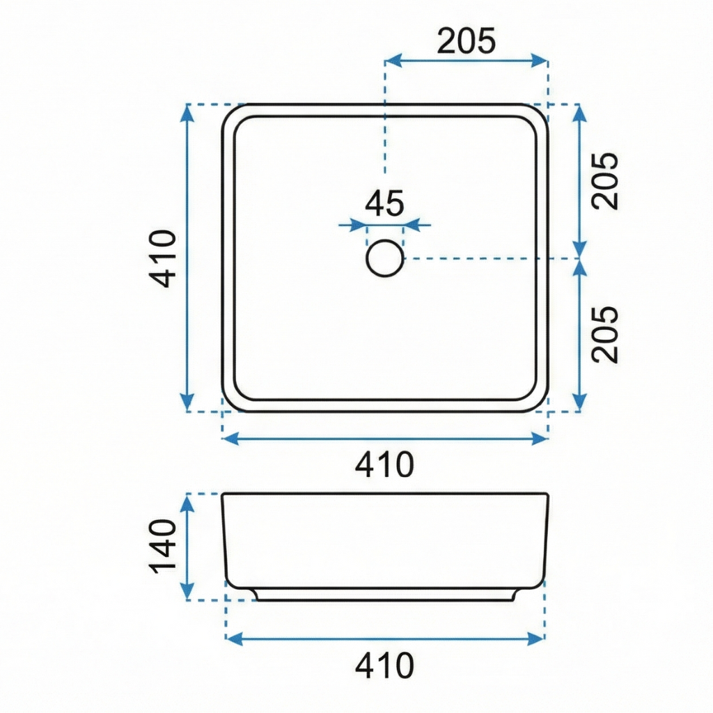 Lavoar pentru Blat Rea Belinda Slim, Design Subtire, Ceramica Alb Lucios
