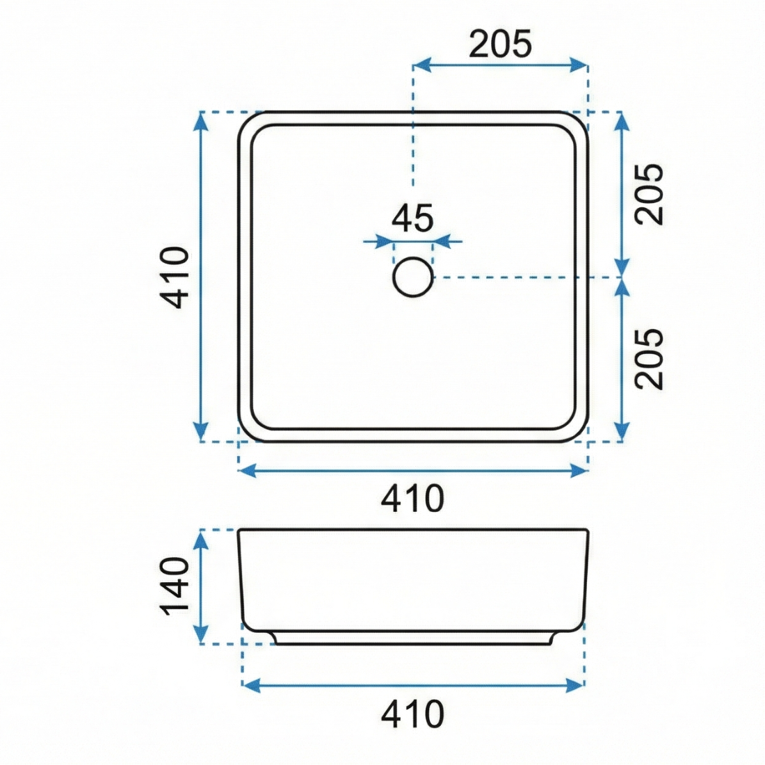 Lavoar pentru Blat Rea Belinda Slim, Design Subtire, Ceramica Alb Lucios
