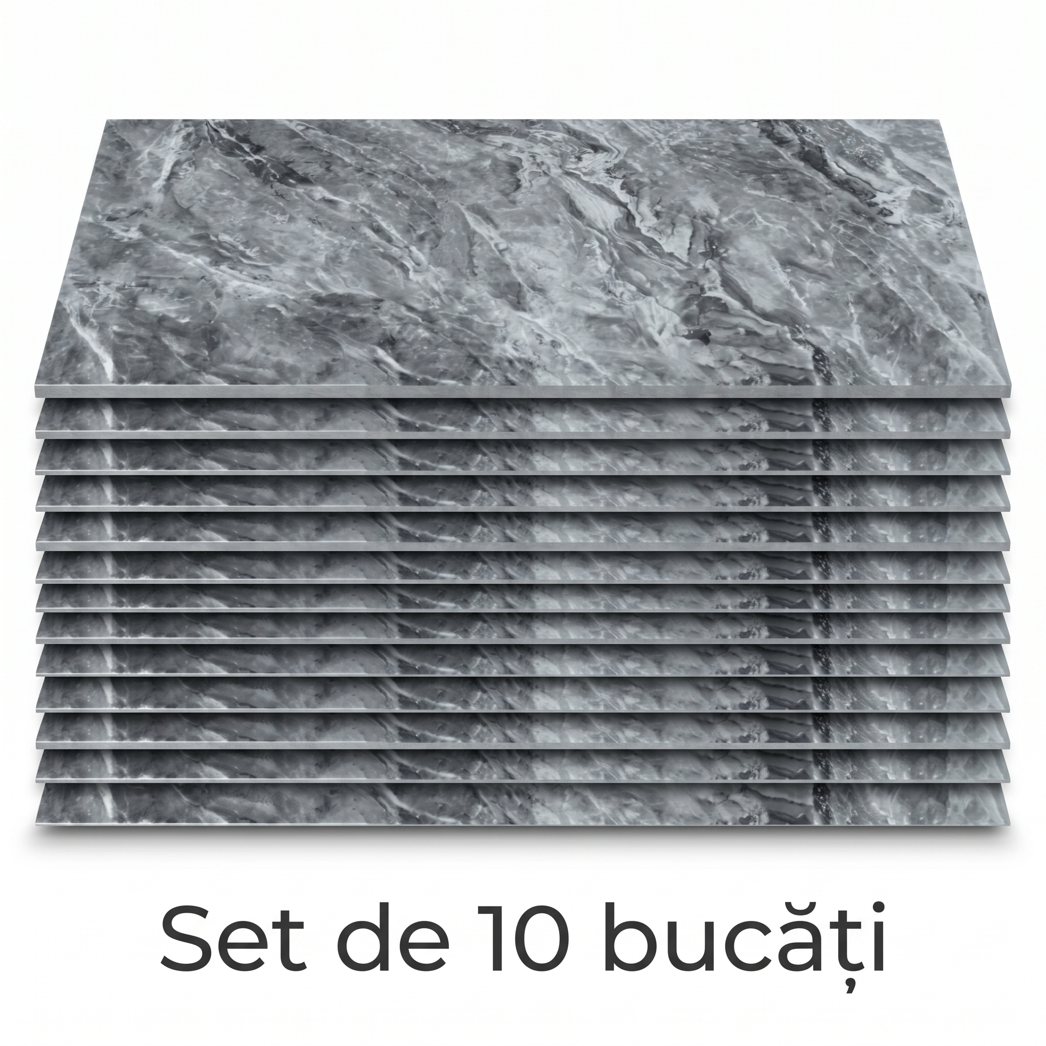 Set 10 Placi Autoadezive Imitatie Marmura pentru Baie si Bucatarie, 30x60 cm, 2mm