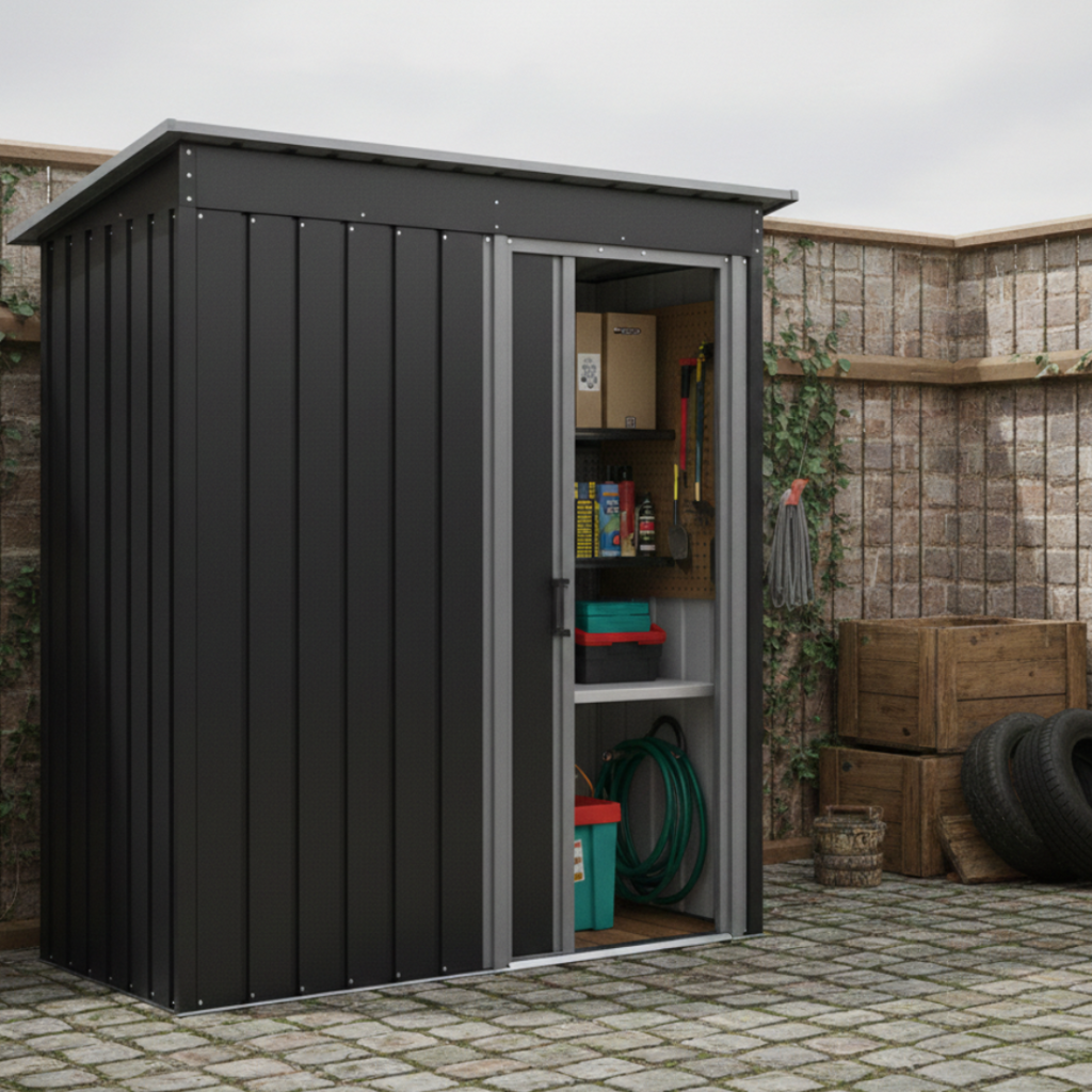Magazie de Scule cu Usa Glisanta, 163x89x182 cm, Negru