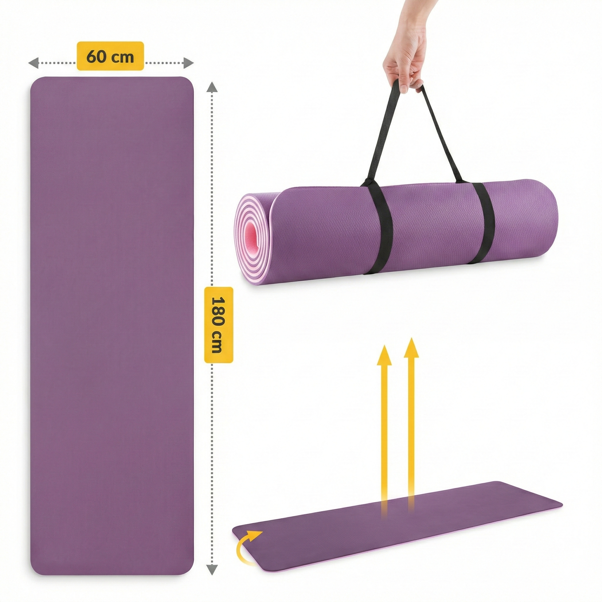 Saltea de exercitii TPE anti-alunecare, Violet