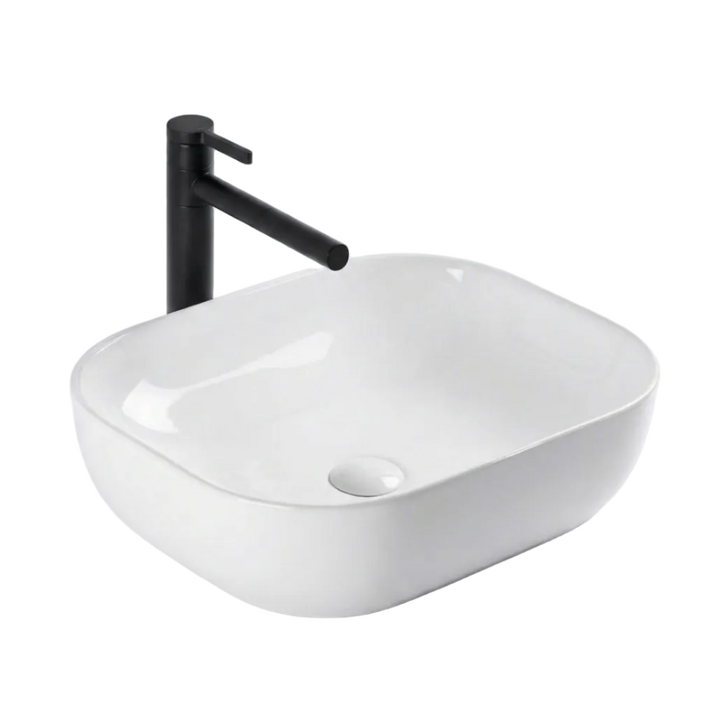 Lavoar pentru Blat Rea Belinda Slim, Design Subtire, Ceramica Alb Lucios