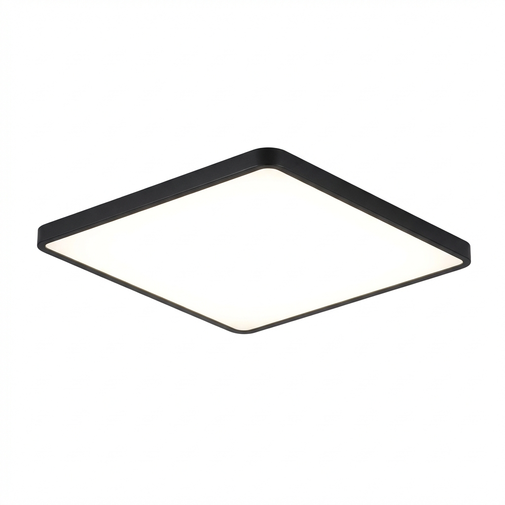 Plafoniera LED Ultra-Slim Patrata, 40W (Echiv. 400W), Negru Mat, Design Modern