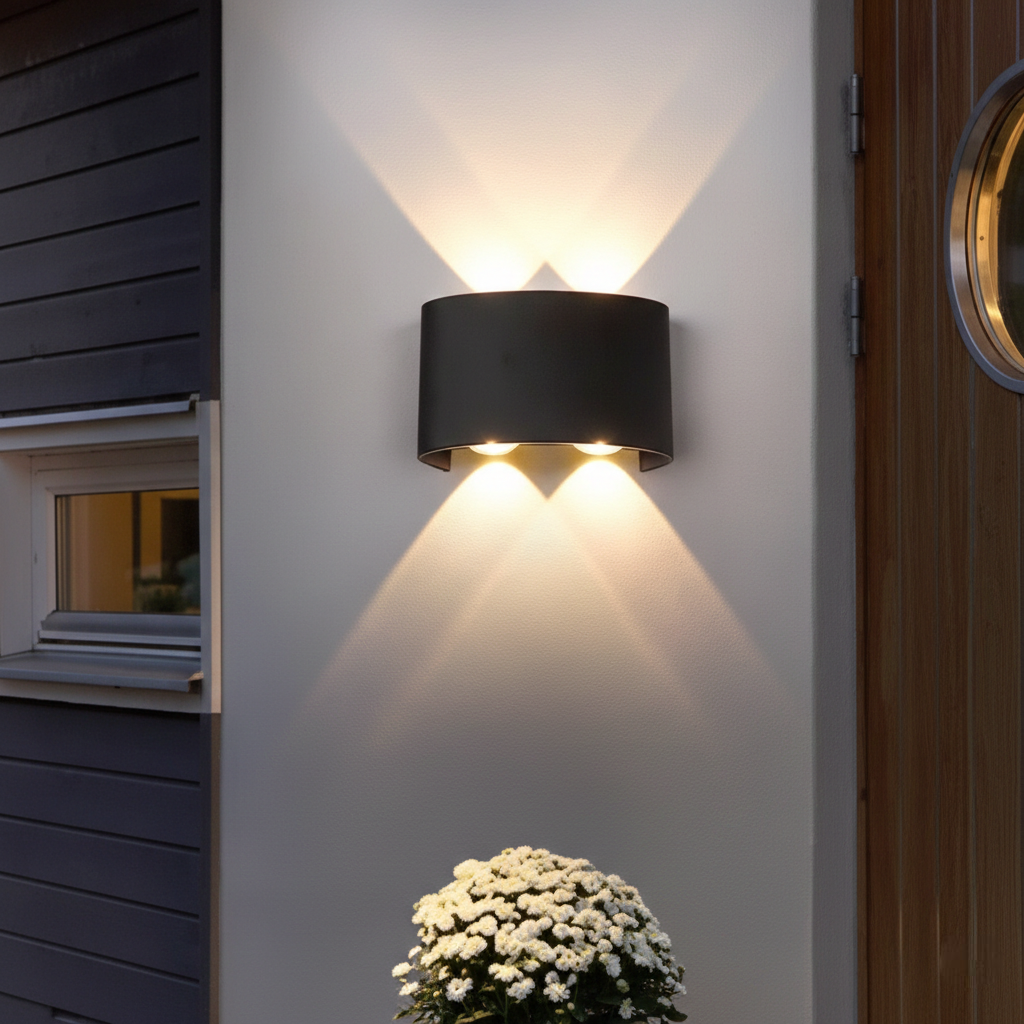 Aplica perete exterior LED 4W, finisaj negru, modern, alb cald