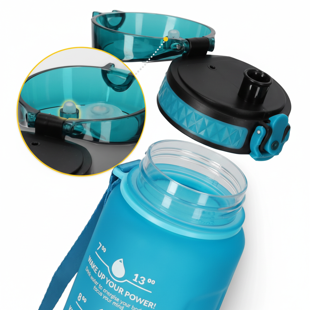 Sticla de apa cu scala temporala 1 L, Albastru