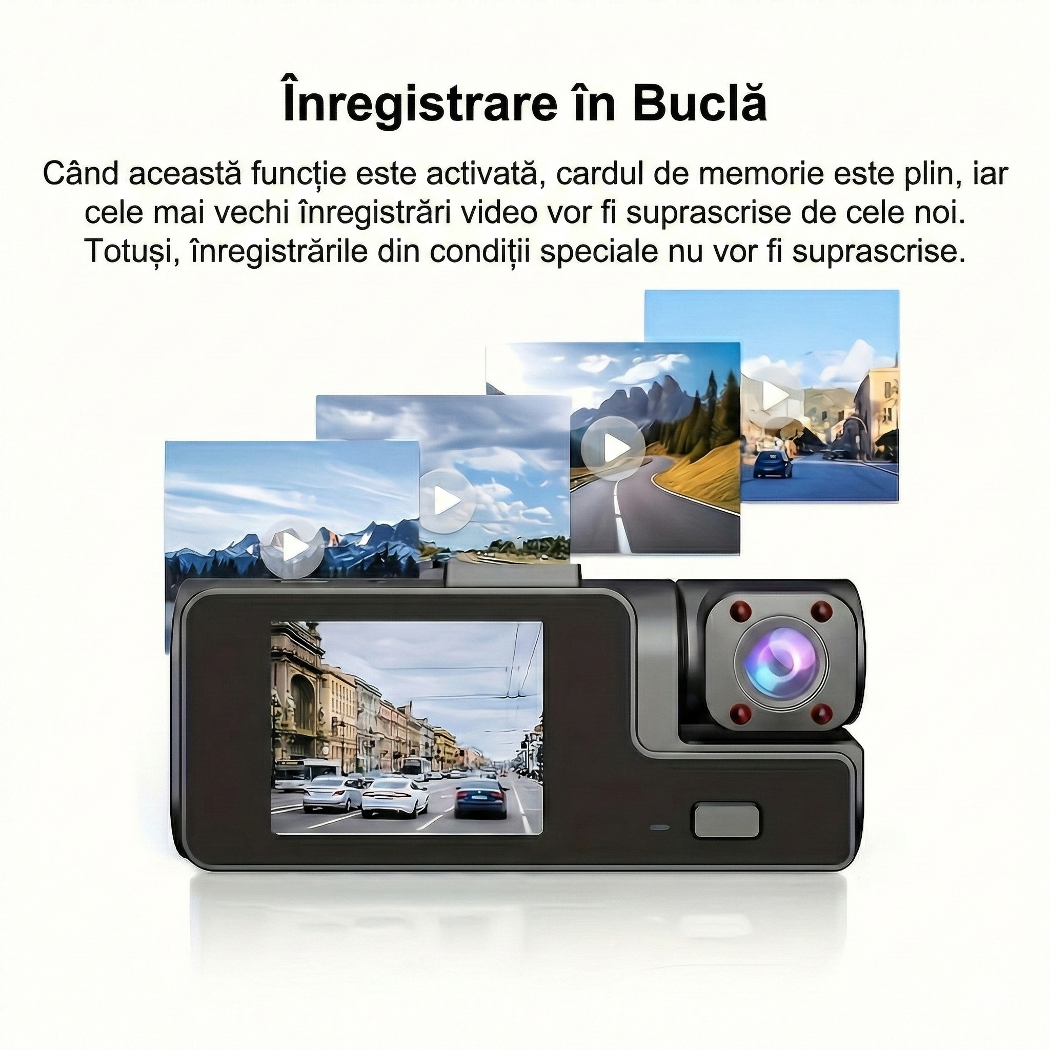 Camera auto DVR fata-spate Full HD 1080p, card inclus