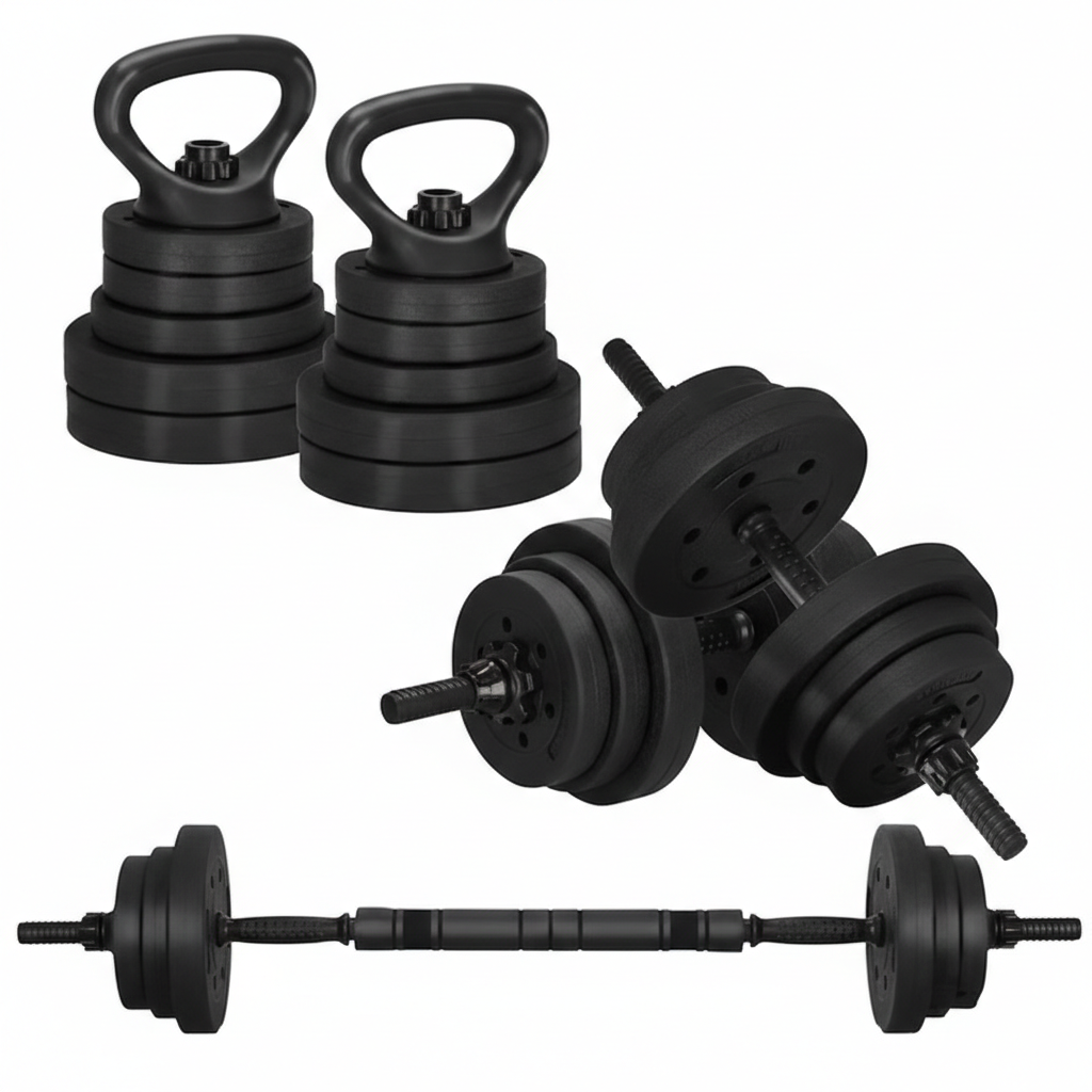 Set Gantere si Haltera Ajustabila cu Functie Kettlebell, Greutate Totala 19 kg, Antrenament Complet Fitness & Bodybuilding