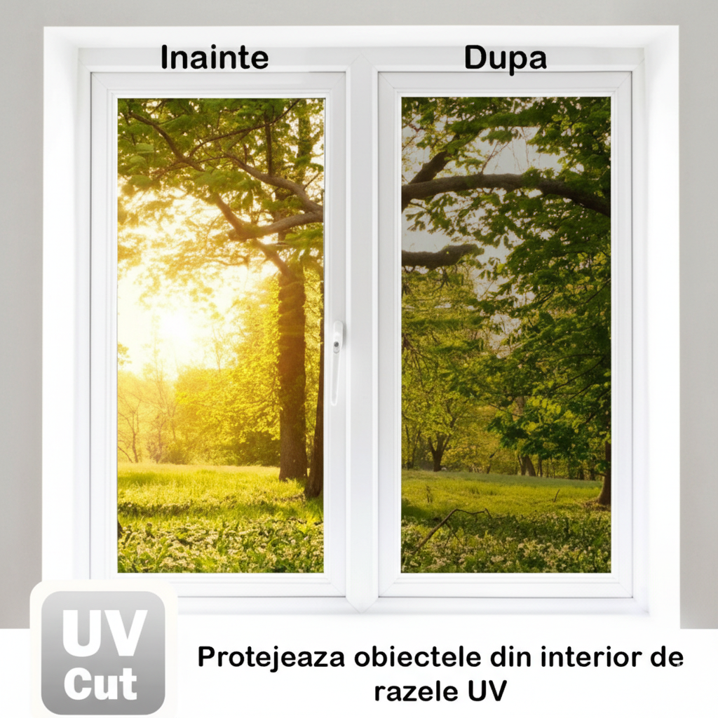 Folie oglinda unidirectionala anti-UV pentru ferestre, privacy static, 60x300, negru