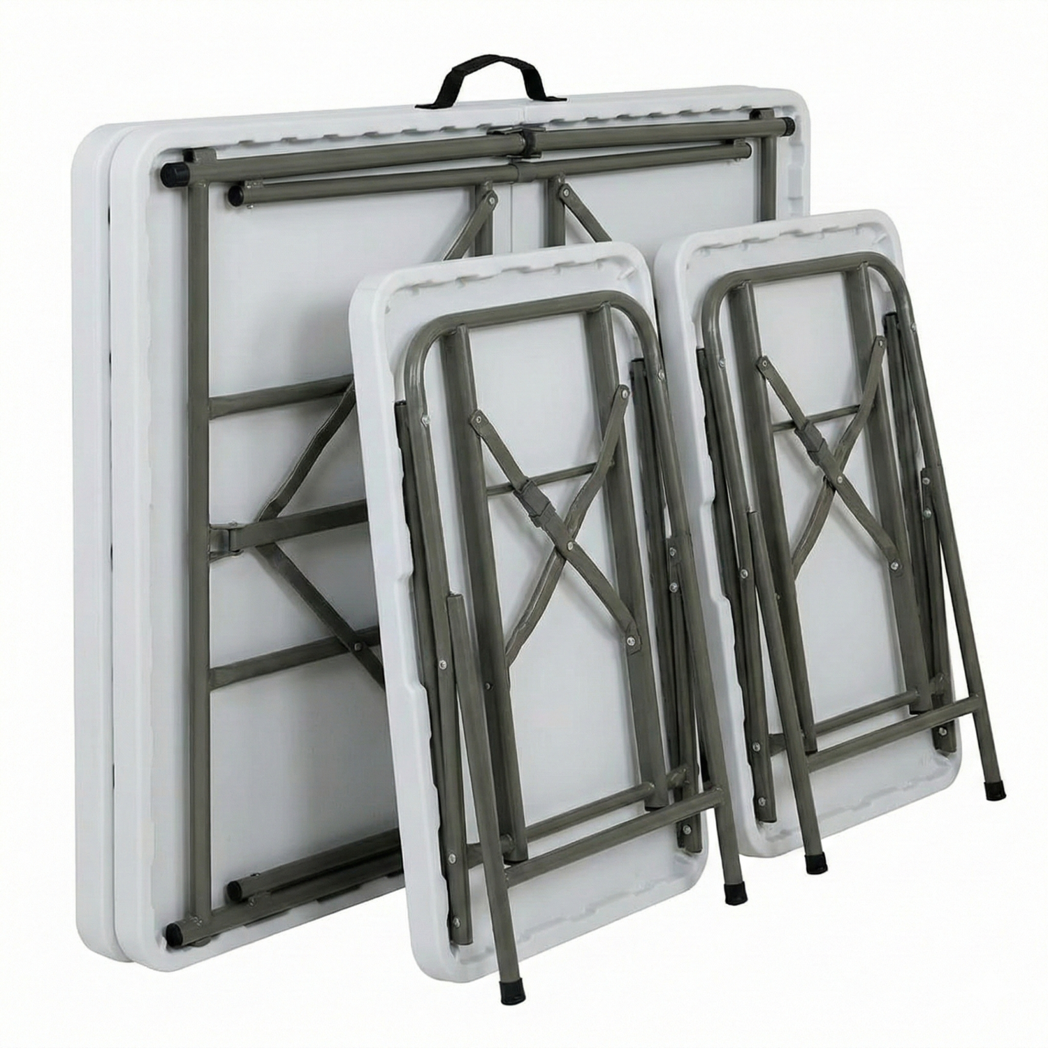 Set masa pliabila 4 persoane din otel cu HDPE + doua banci pliabile pentru gradina, camping