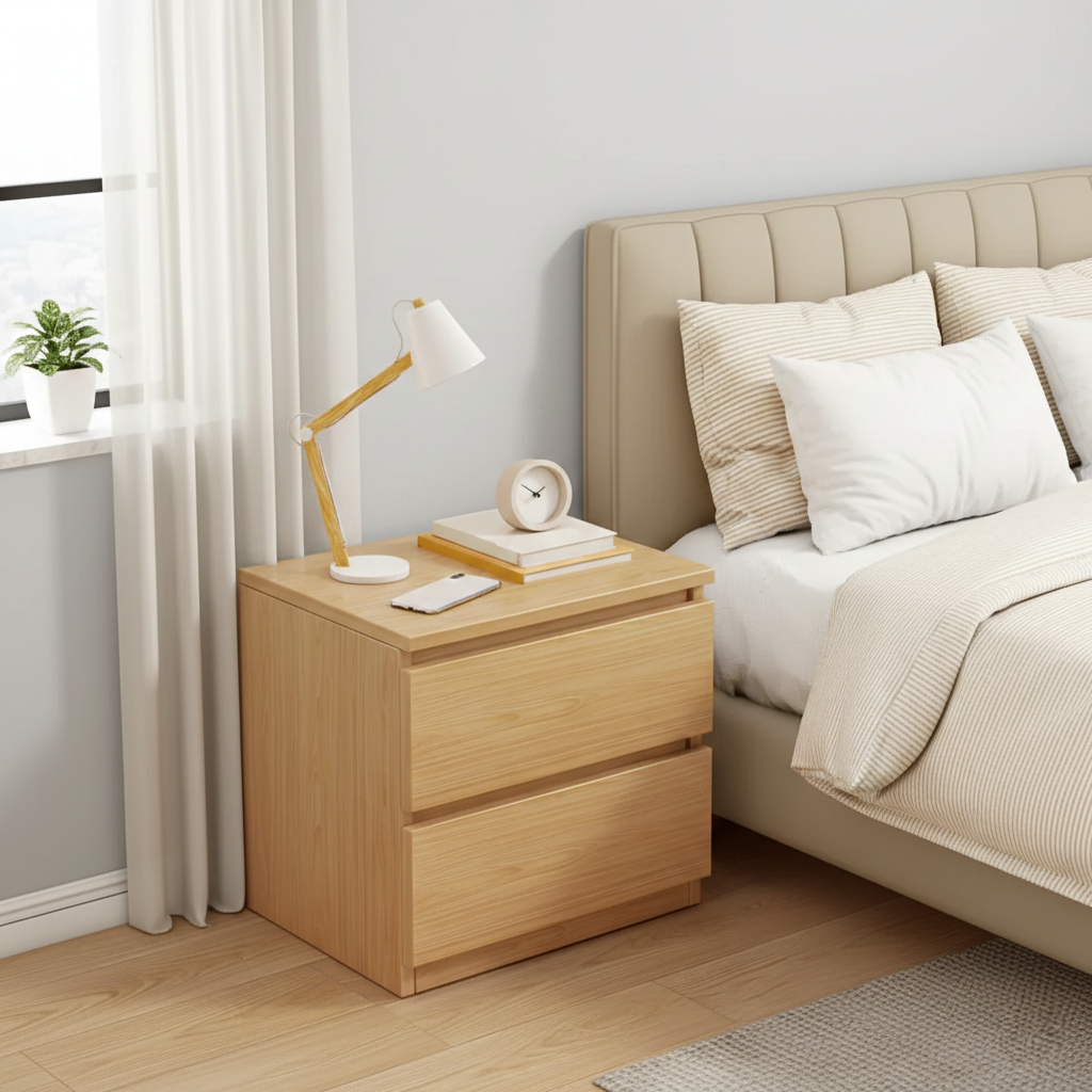 Noptiera Moderna cu 2 Sertare, Design Minimalist, 40x30x41 cm