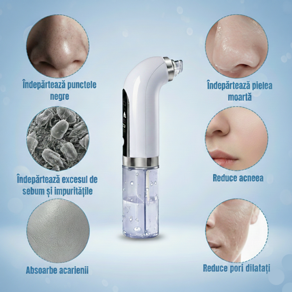 Aparat profesional curatare faciala cu vacuum pentru puncte negre, ingrijire ten, curatare profunda si masaj facial