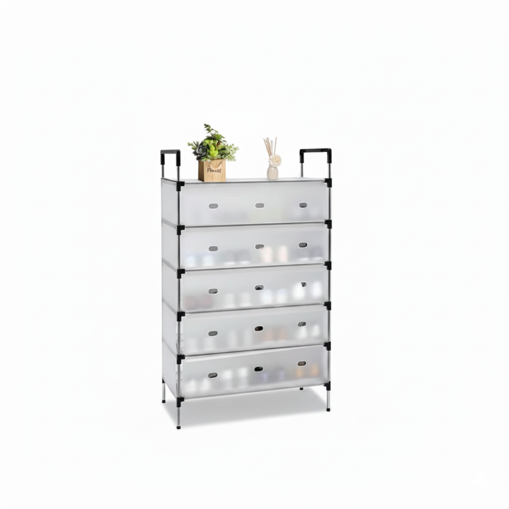 Raft pliabil pentru pantofi cu 5 niveluri, organizator incaltaminte pentru hol si dressing