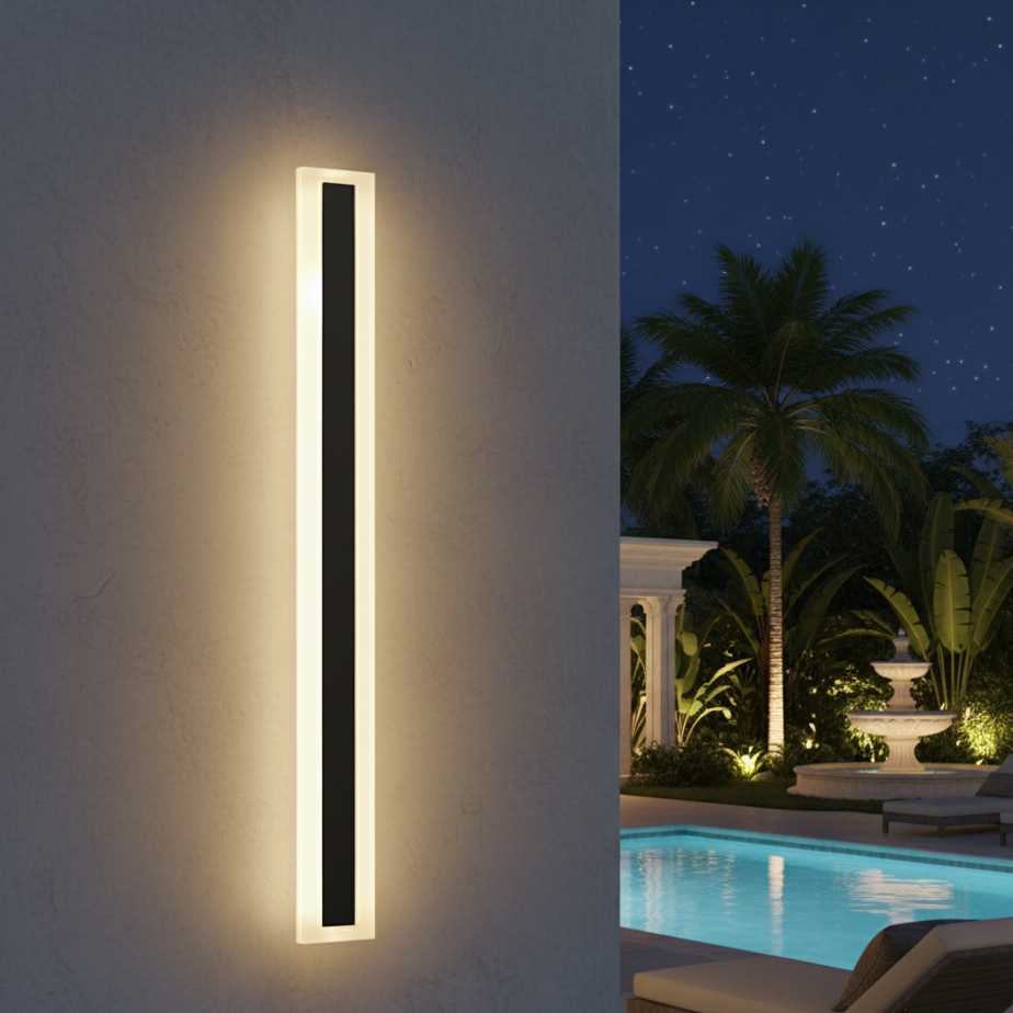 Bara luminoasa LED SLIM exterior IP65 60cm, 220V, neagra, alb natural, pentru fatada si terasa