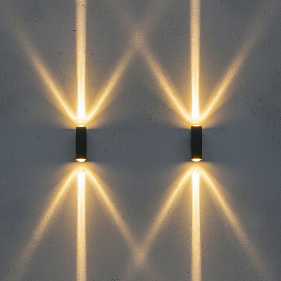 Set 2x aplica exterior LED, 3W neagra, alb cald, pentru perete fatada si terasa