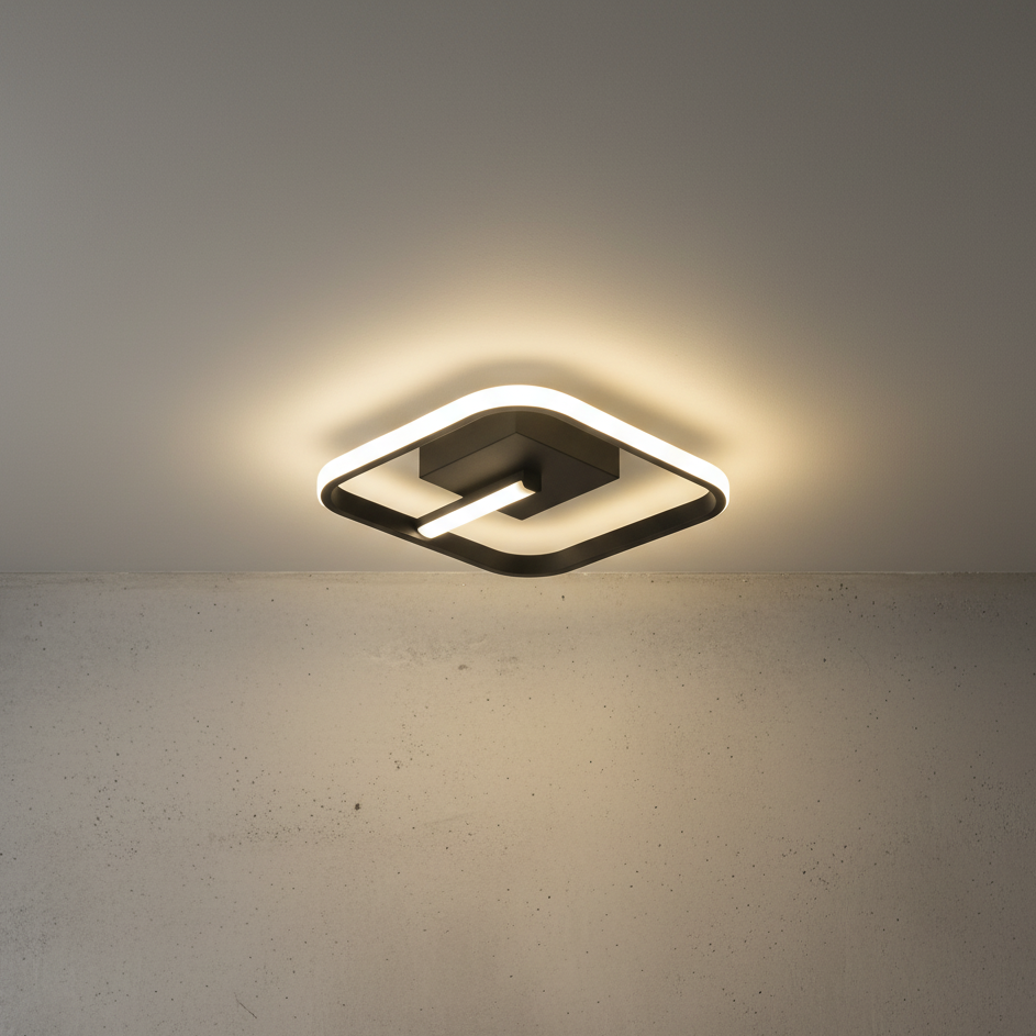 Lustra LED tavan VENUS Square neagra 36W, echivalent 150W, lustra patrata design modern