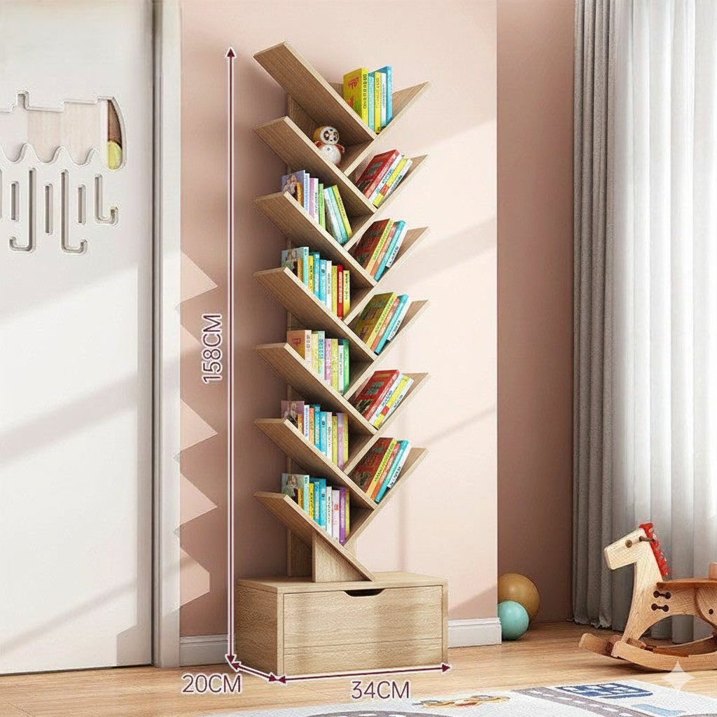 Raft decorativ Tree Design bej, 158x34 cm, MDF rezistent