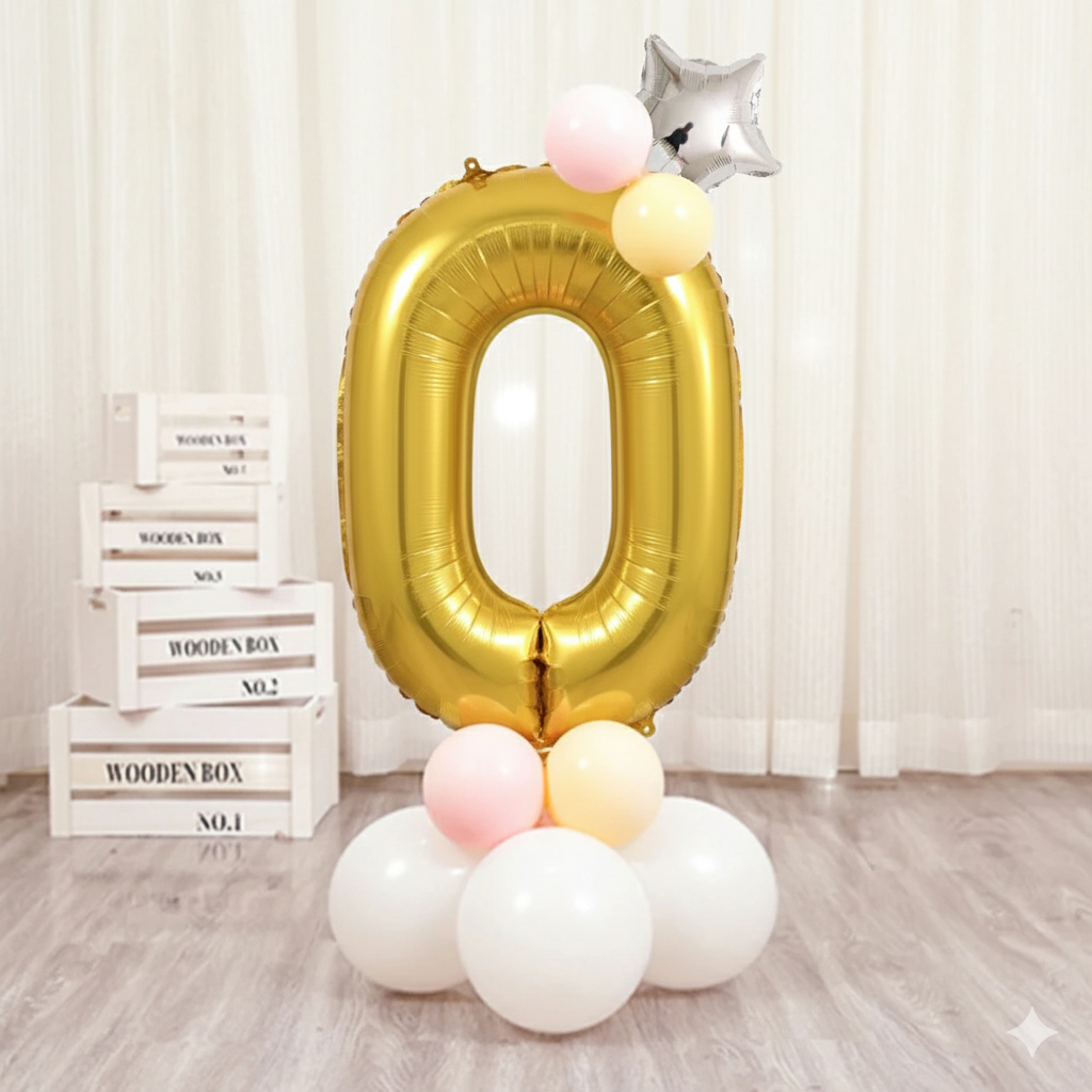 Balon din folie, cifra aniversara 0, 80 cm