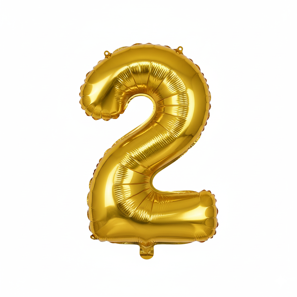 Balon din folie, cifra aniversara 2, 85 cm