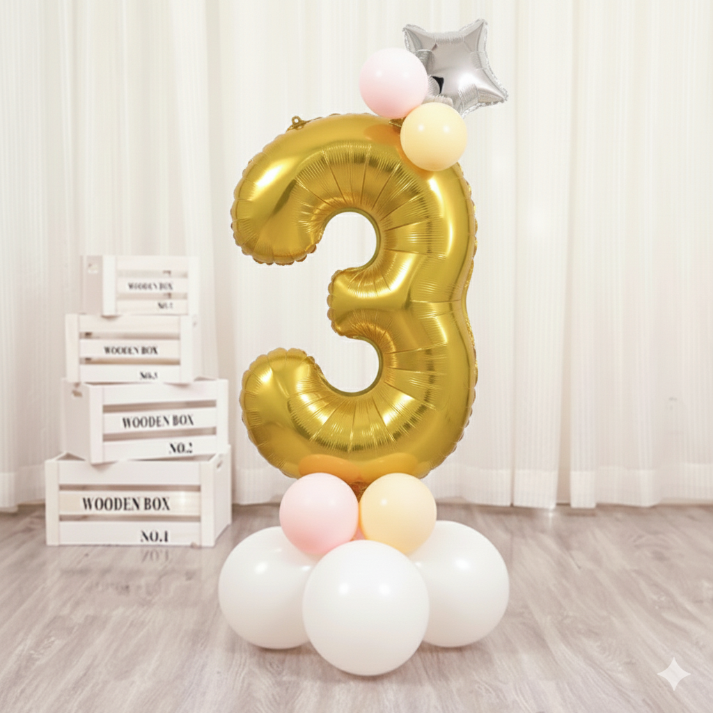 Balon din folie, cifra aniversara 3, 90 cm