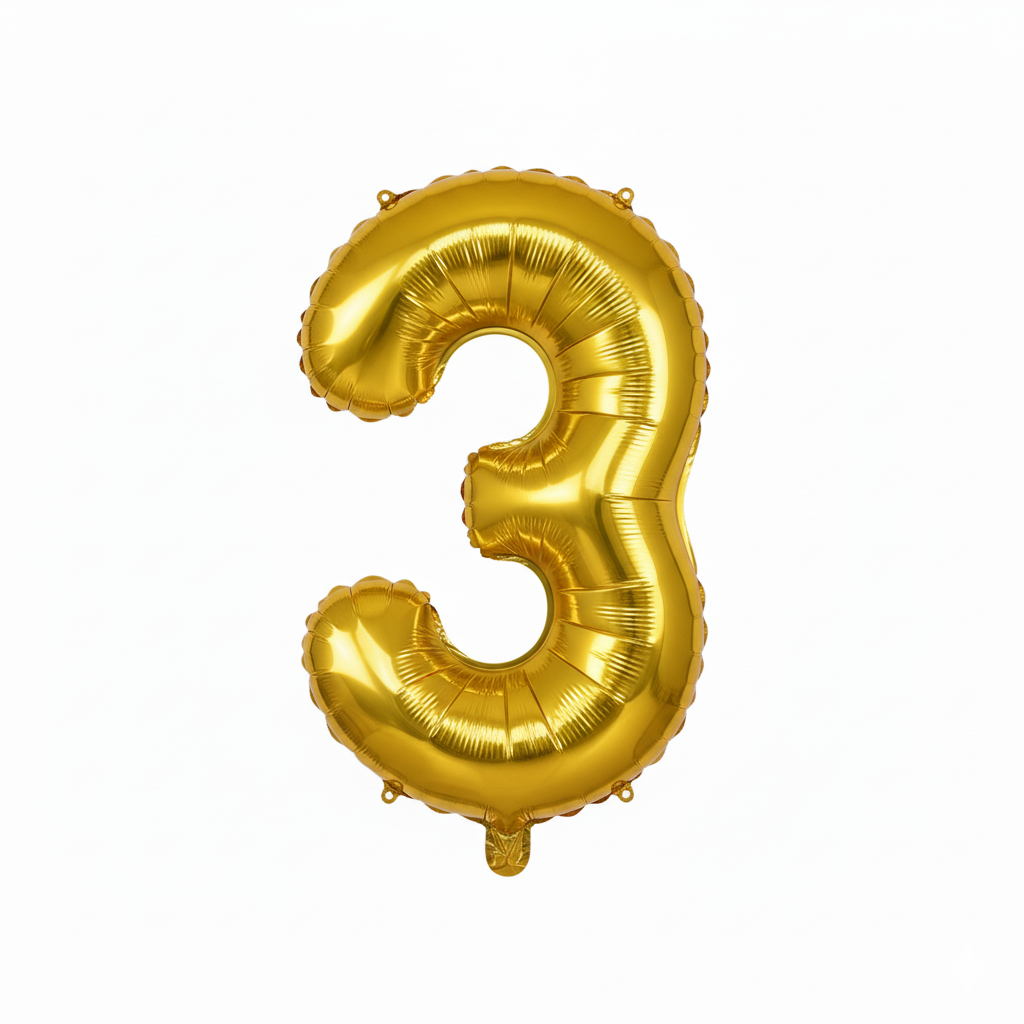 Balon din folie, cifra aniversara 3, 90 cm