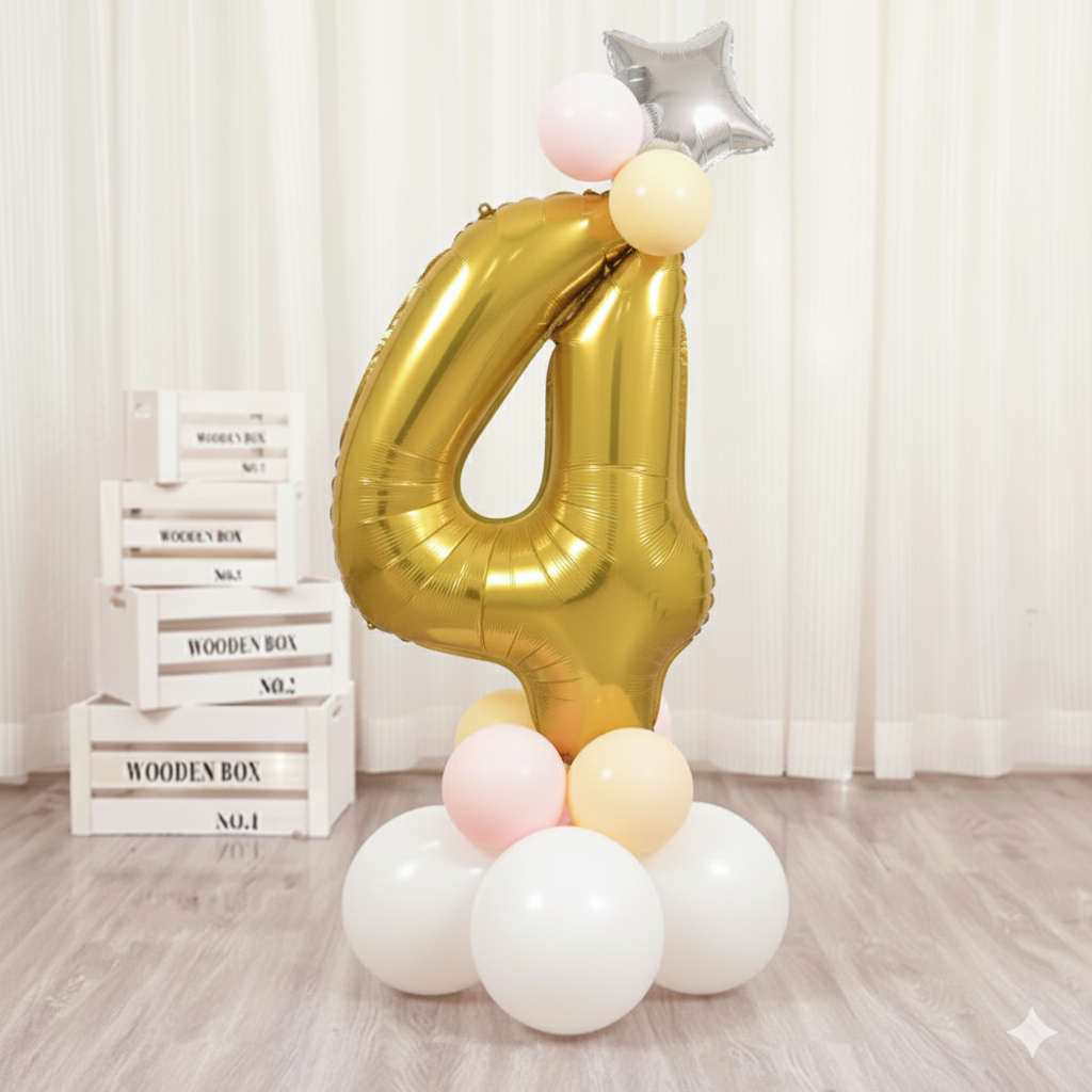 Balon din folie, cifra aniversara 4, 80 cm