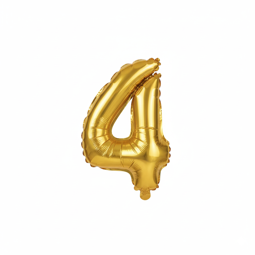 Balon din folie, cifra aniversara 4, 80 cm