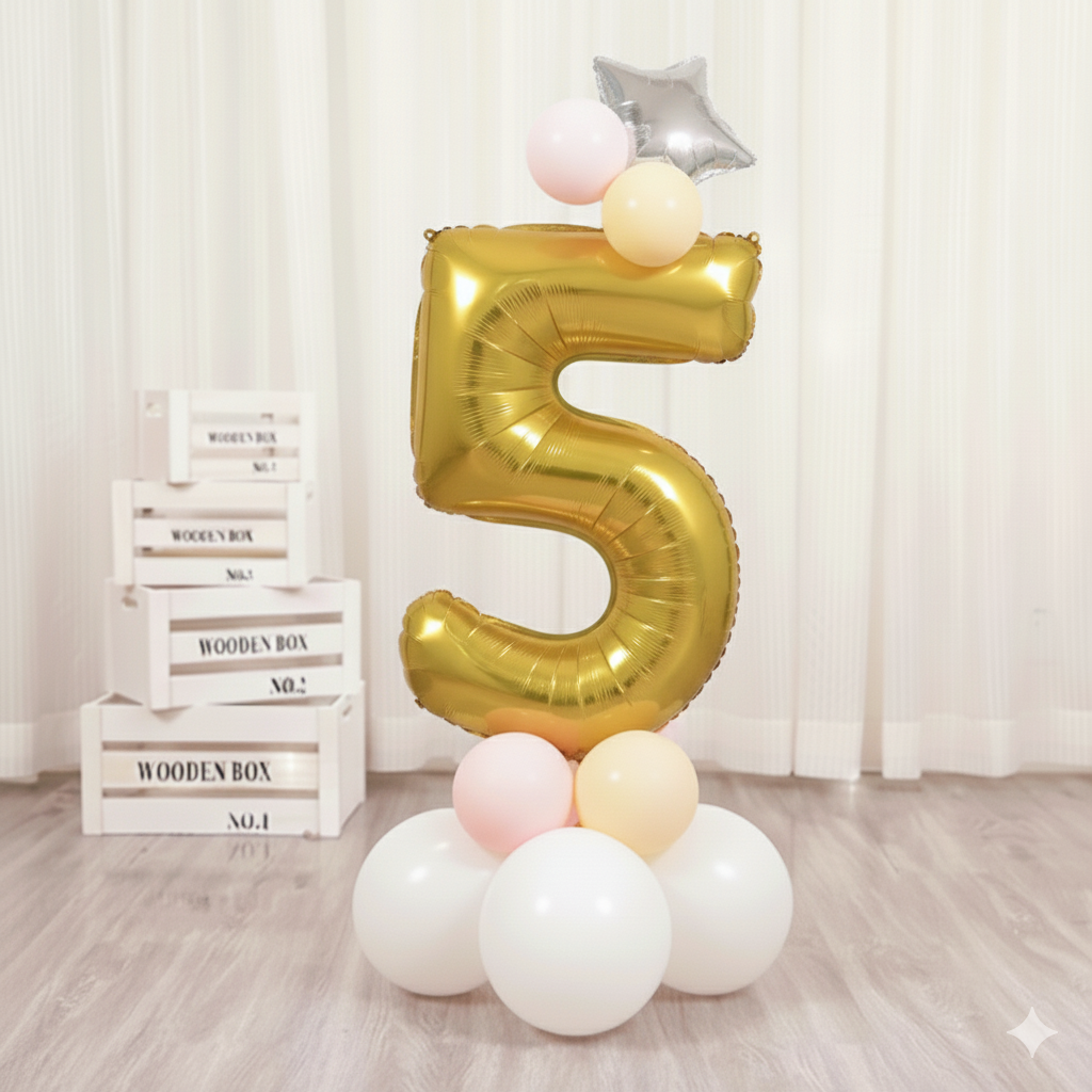 Balon din folie, cifra aniversara 5, 90 cm