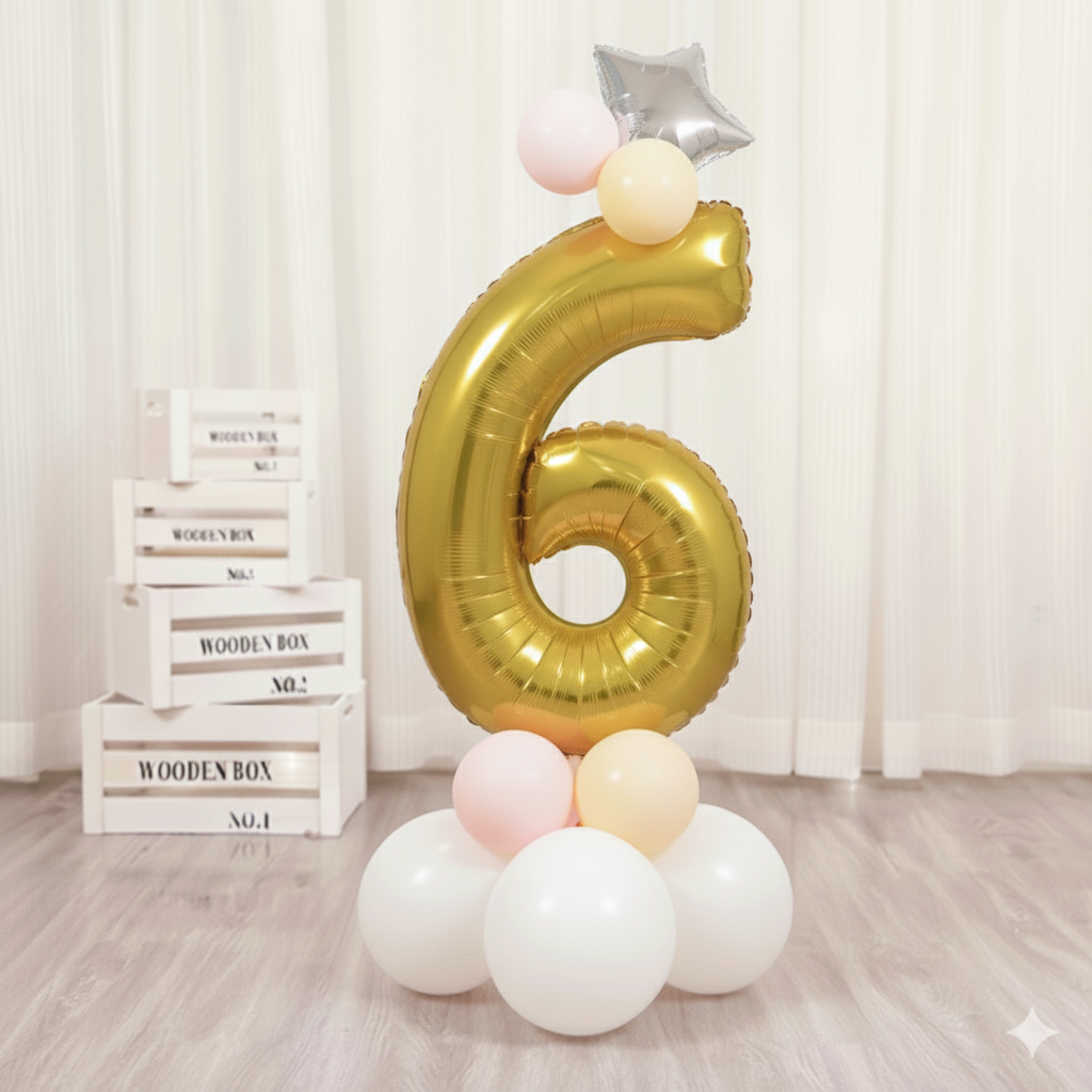 Balon din folie, cifra aniversara 6, 85 cm