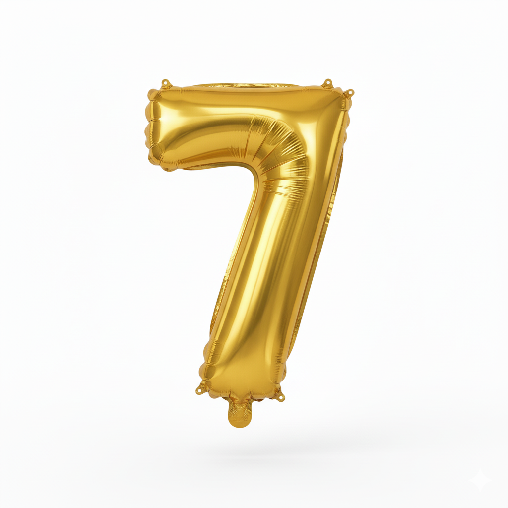 Balon din folie, cifra aniversara 7, 80 cm